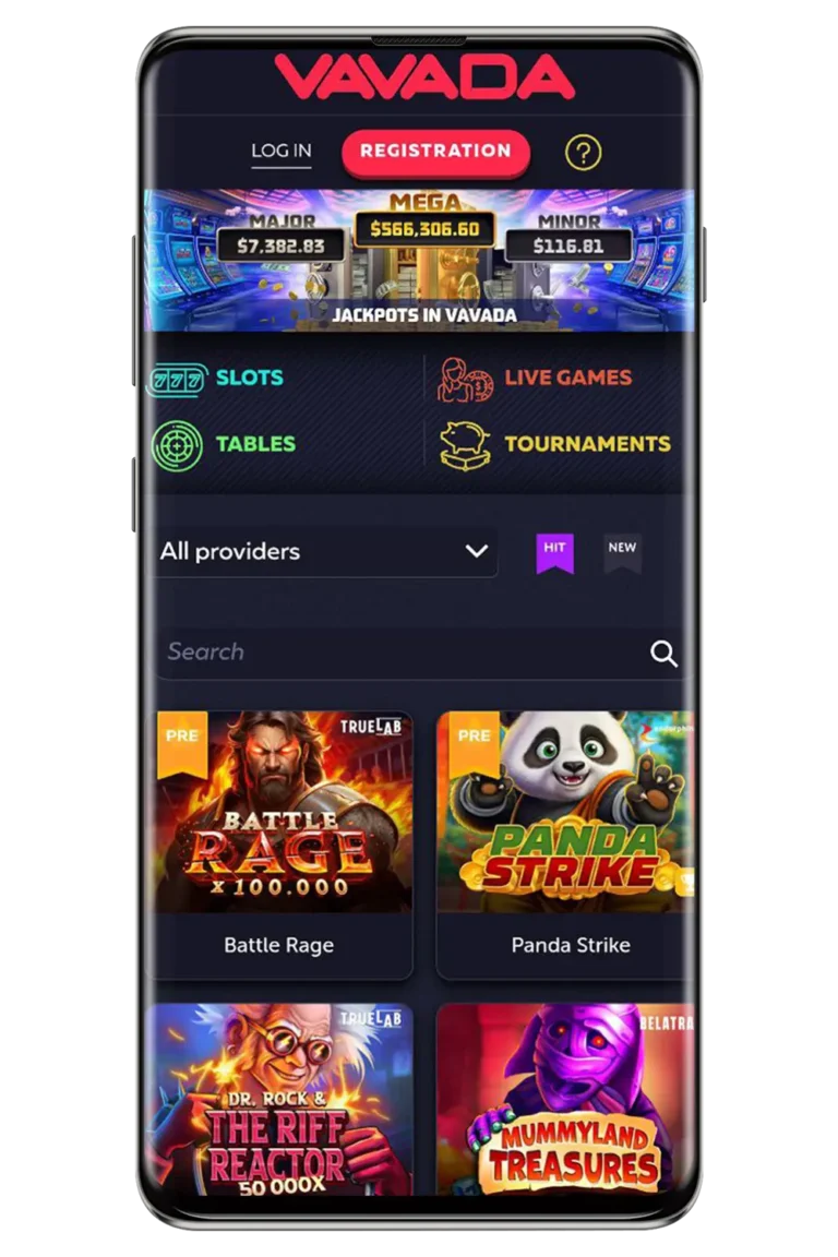 Screenshot home page Vavada Casino